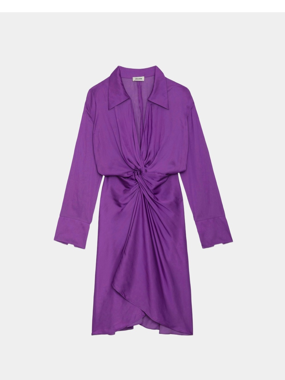 NWOT 💜 Zadig&Voltaire Purple Twist-Front V-Neck satin midi dress size S - Picture 5 of 15